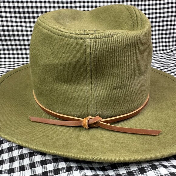Brixton Wesley Packable Fedora Cotton Olive Green Leather Band Unisex Size Small - Picture 2 of 4